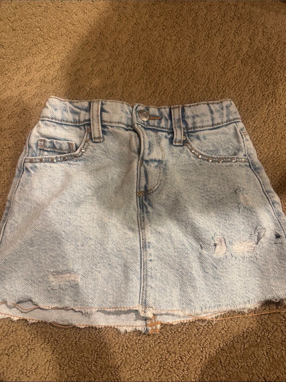 Zara Light Blue Distressed Denim Mini Skirt